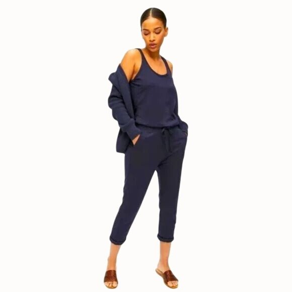 Michael Stars Navy Blue Sleeveless Drawstring Waist Jumpsuit Women's Size S - Picture 1 of 7